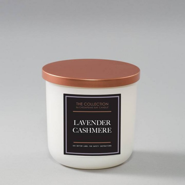 2 wick White Glass Lavender Cashmere Lidded Jar Candle 12oz The Collection By Chesapeake Bay Candle