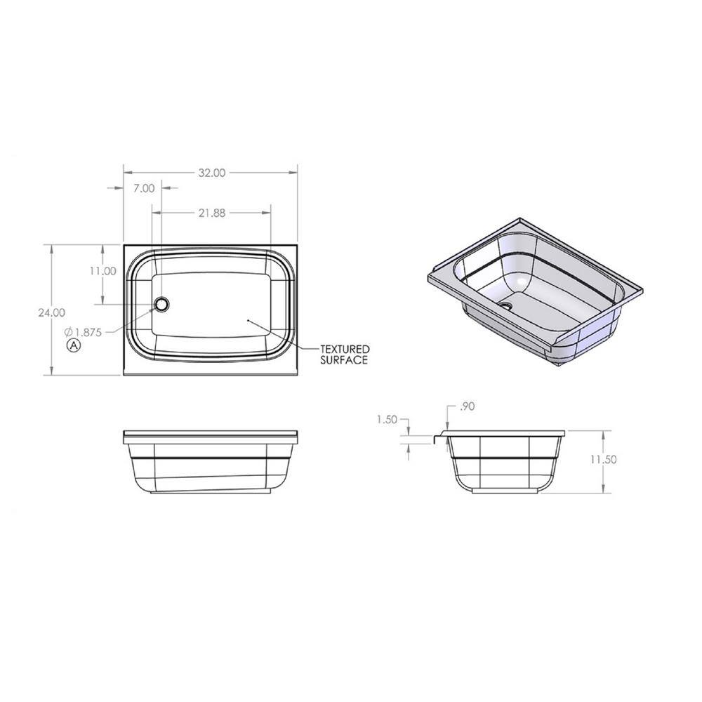 SR SPECIALTY RECREATION Left Drain Bathtub 24 in. x 32 in. White BT2432WL