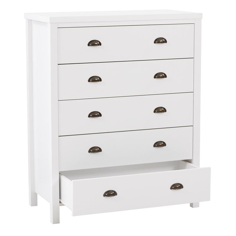 Bowery Hill 5 Drawer Dresser - White Engineered Wood