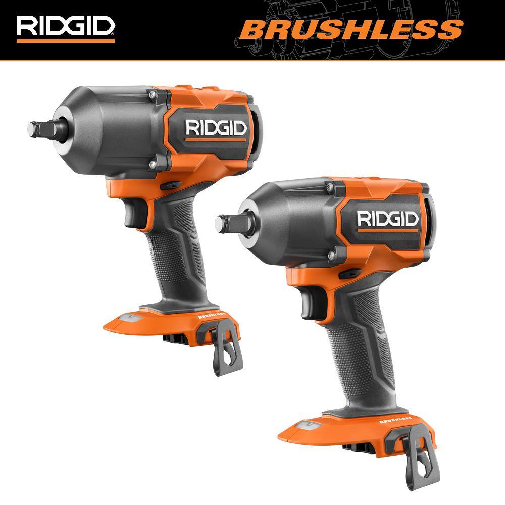 RIDGID 18V Brushless Cordless 2-Tool Combo Kit with High-Torque and Mid-Torque Impact Wrenches (Tools Only) R86212B-R86012B