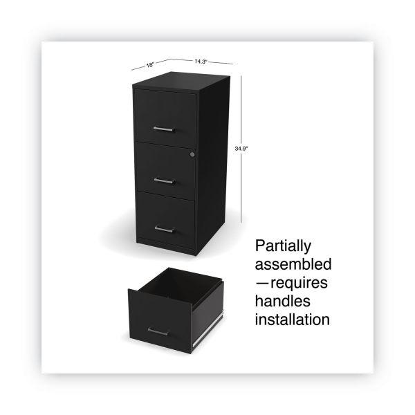 Alera Soho Vertical File Cabinet， 3 Drawers: File/File/File， Letter， Black， 14