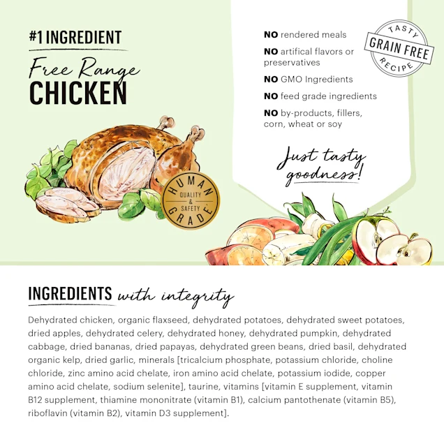 The Honest Kitchen Dehydrated Grain Free Chicken Recipe Dog Food， 10 lbs.