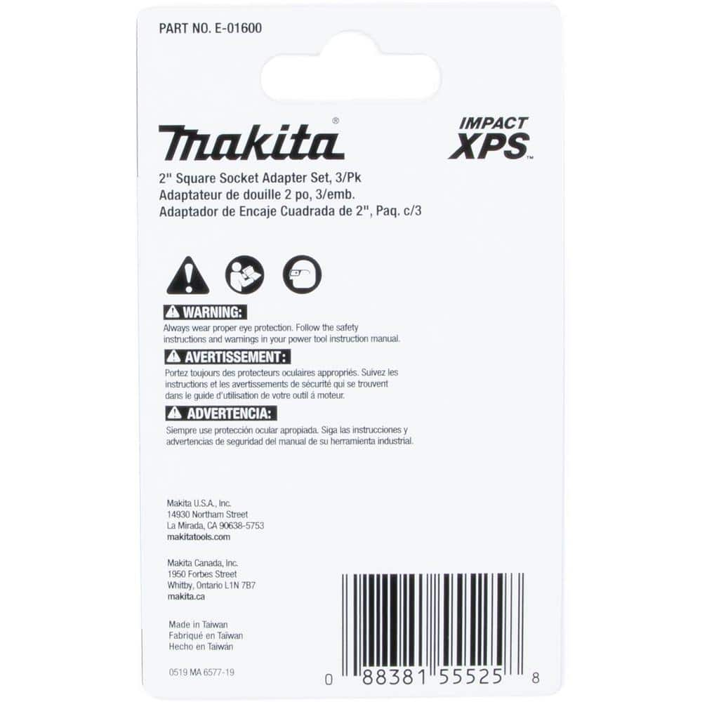 Makita IMPACT XPS Square 2 in. Socket Adapter (3-Piece) E-01600