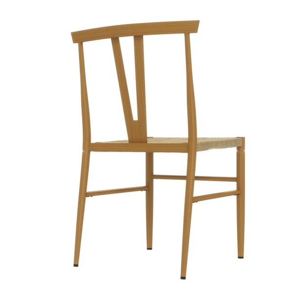 Mercurius Dining Chair With Woven Rattan open Back And Seat Set Of 2 Karat Home natural