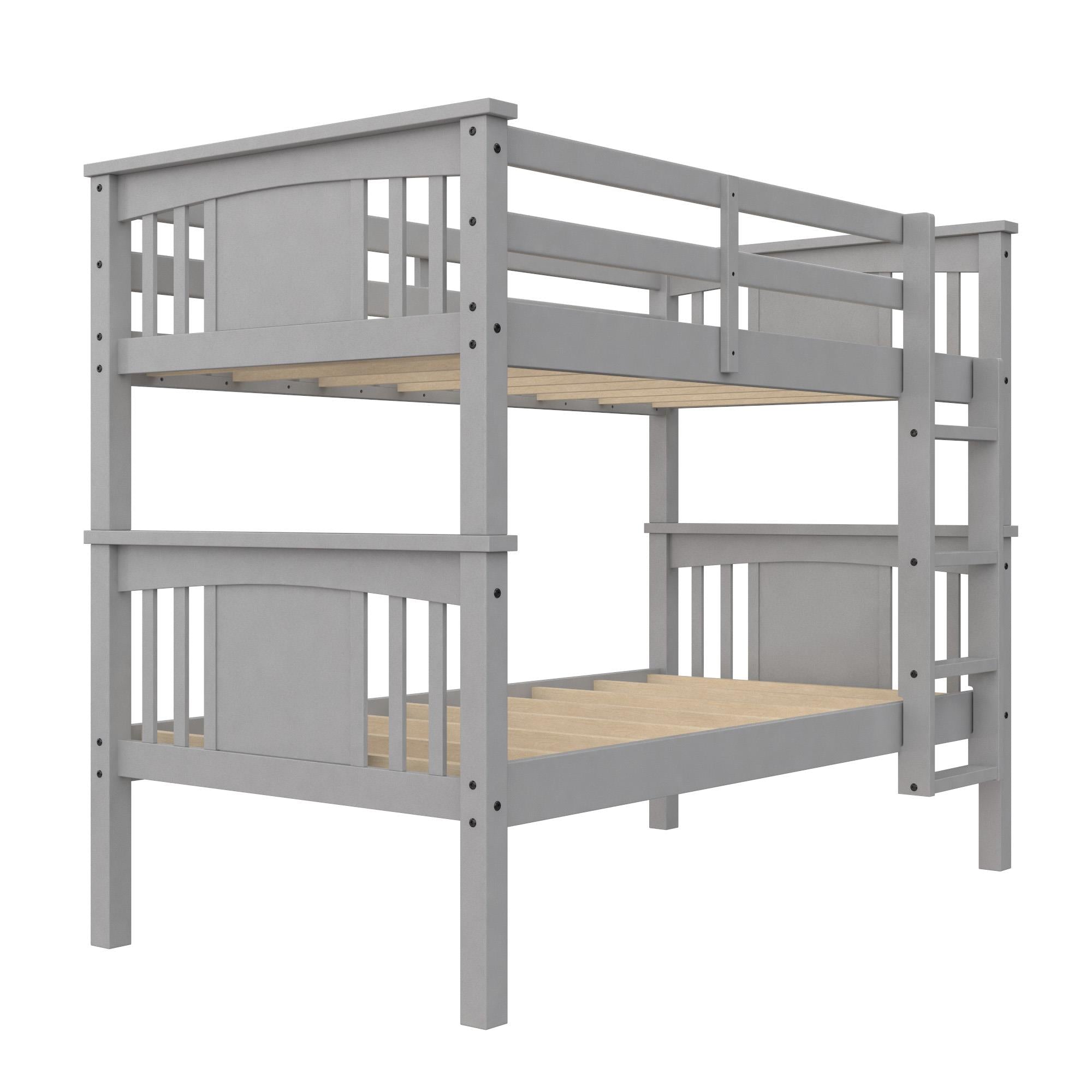 Better Homes and Gardens Flynn Twin Size Bunk Bed for Kids, Gray