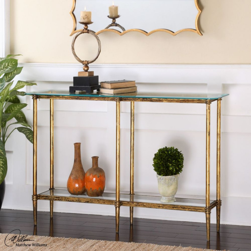 Uttermost Elenio 54 x 32 quotGlass Console Table   Contemporary   Console Tables   by GwG Outlet  Houzz