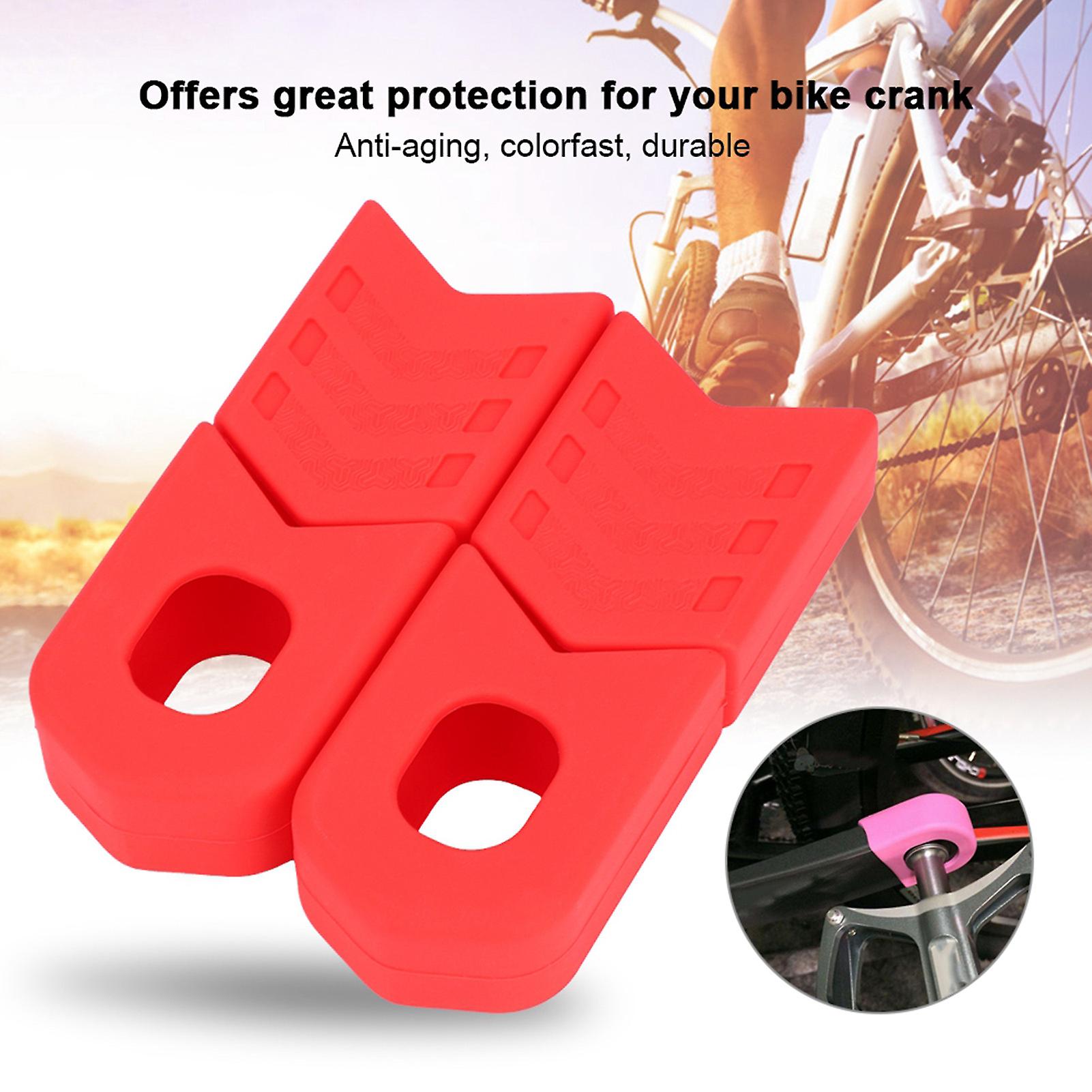 1 Piar Silicone Bicycle Crank Protection Sleeve Arm Protector Bike Accessory (red)