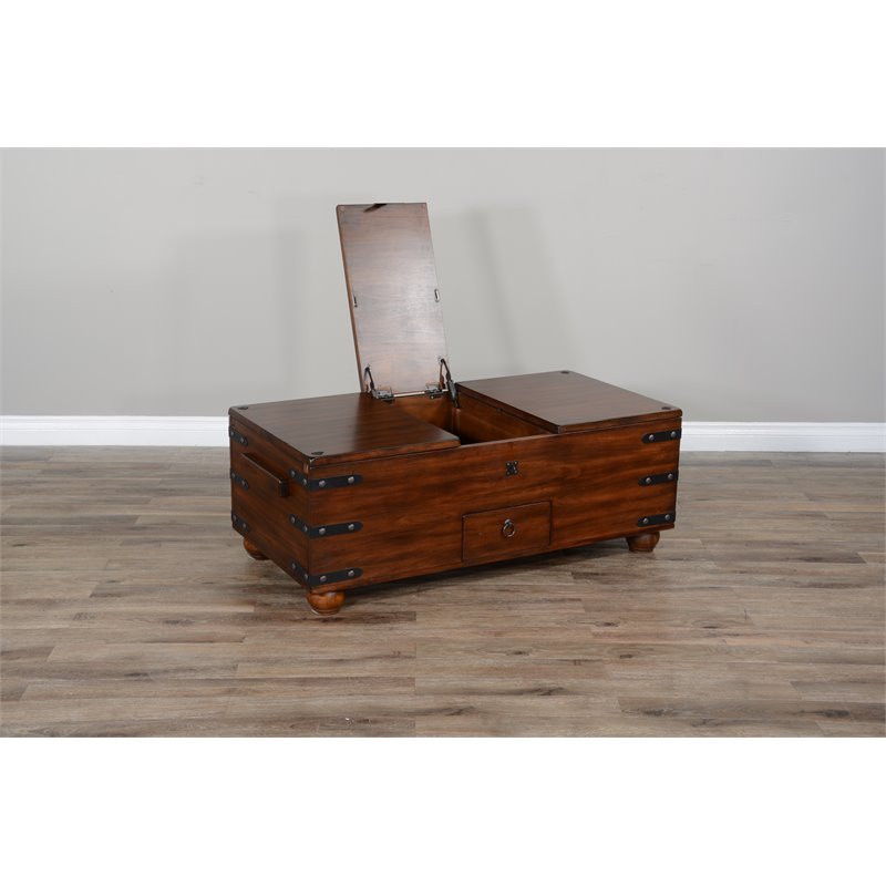 Sunny Designs Santa Fe 48 quotTraditional Wood Trunk Coffee Table in Dark Chocolate   Traditional   Coffee Tables   by Homesquare  Houzz