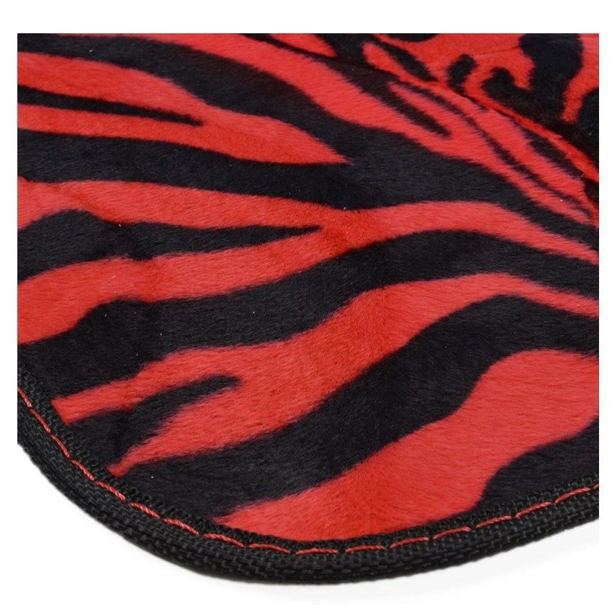 Set of 4 Red Animal Zebra Tiger Print Carpet Floor Mats Bundle For Car Accessories License Plate Frames and CD Visor Holder