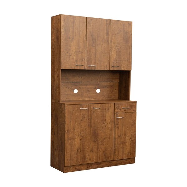 Modern Tall Wardrobeand Cabinet，with 6 Doors，1 Open Shelf and 1 Drawer - - 37291633