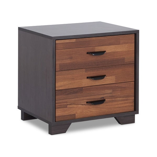 ACME Eloy Nightstand with 3 Drawers in Walnut and Espresso - - 21895280