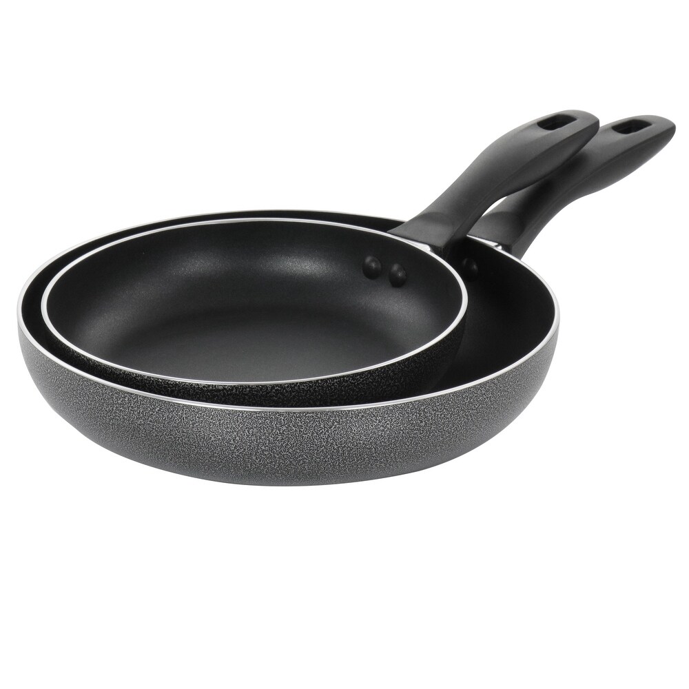 Oster Clairborne 2 Piece Nonstick Aluminum Frying Pan Set in Charcoal