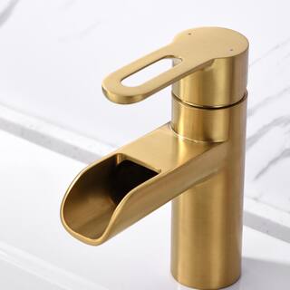 LUXIER Waterfall Single Hole Single-Handle Bathroom Faucet in Brushed Gold BSH16-SG