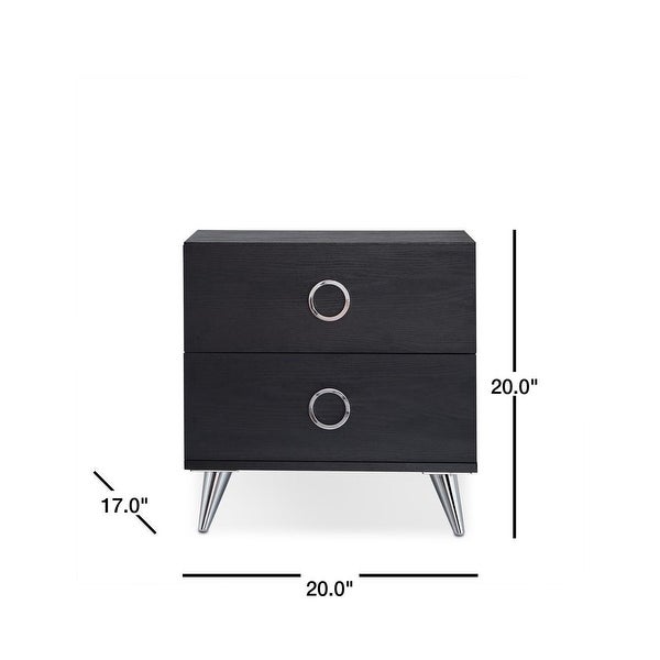 Aoolive Bedroom Nightstand with Drawers Night Table in Black - - 35569461