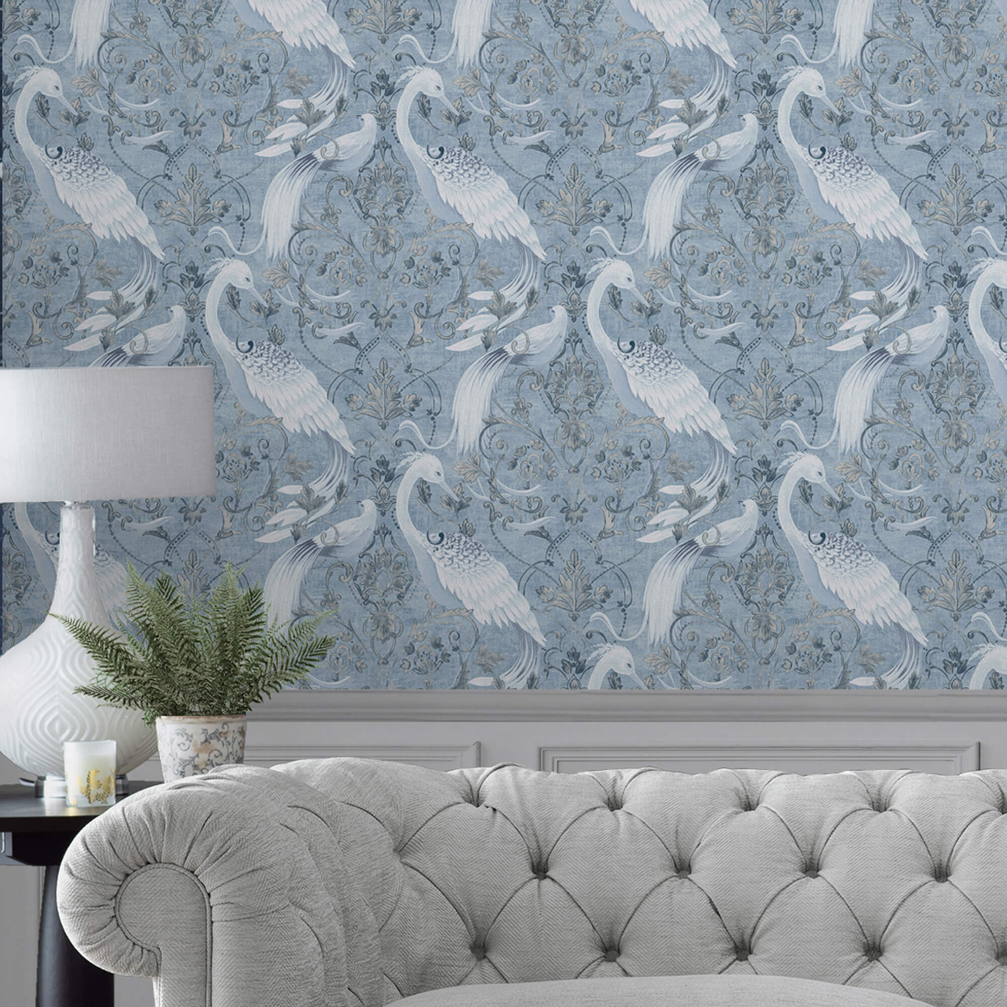 Laura Ashley Tregaron Midnight Blue Wallpaper