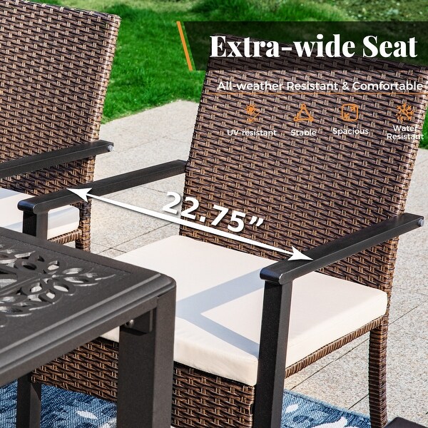 7/9piece Patio Dining Set，Expendable Rectangular Outdoor Dining Table with Rattan Chairs