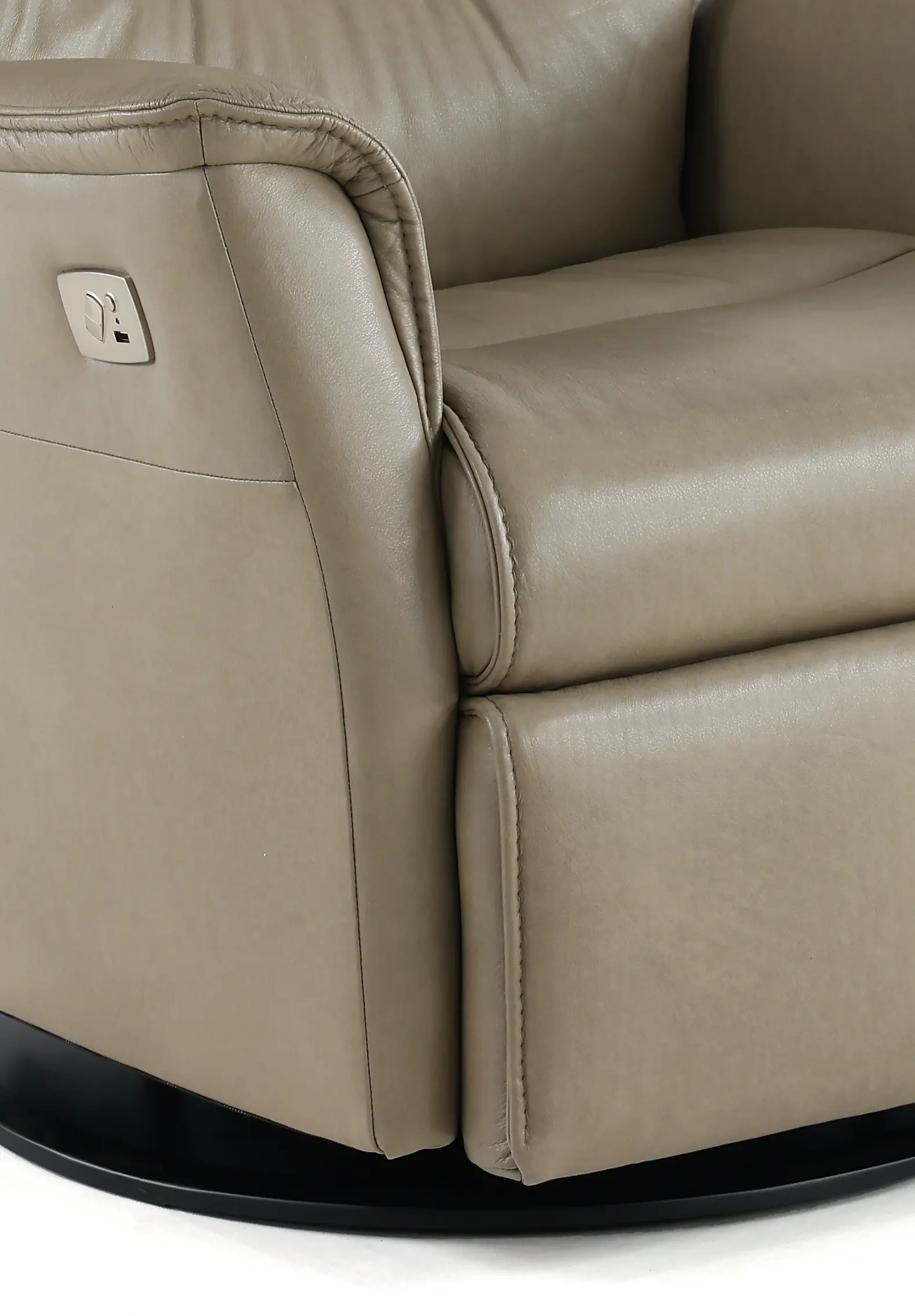 Captain Beige Standard Leather Swivel Glider Power Recliner