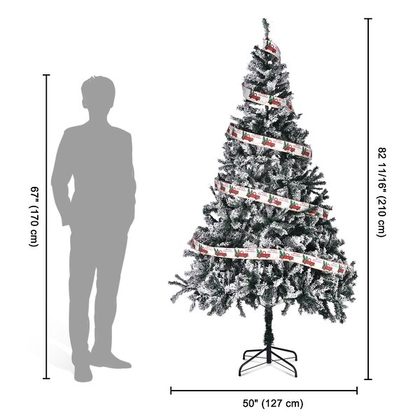 Yescom Christmas Tree Artificial，7Ft Green Xmas Tree，Folded Hinged，1000 Branch Tips Party Decoration