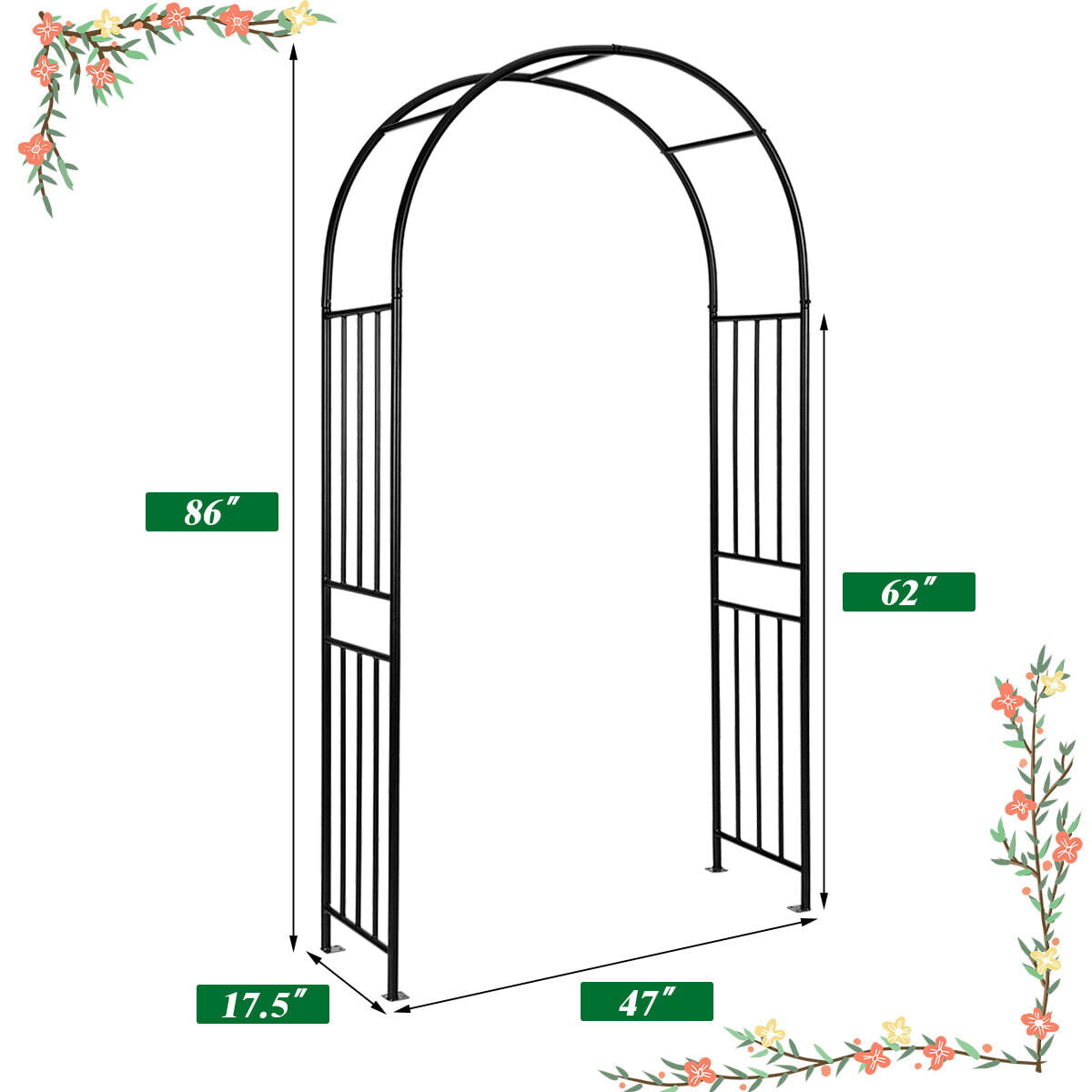 7.2ft Garden Arch Steel Arbor Wedding Garden Decor Climbing Plants