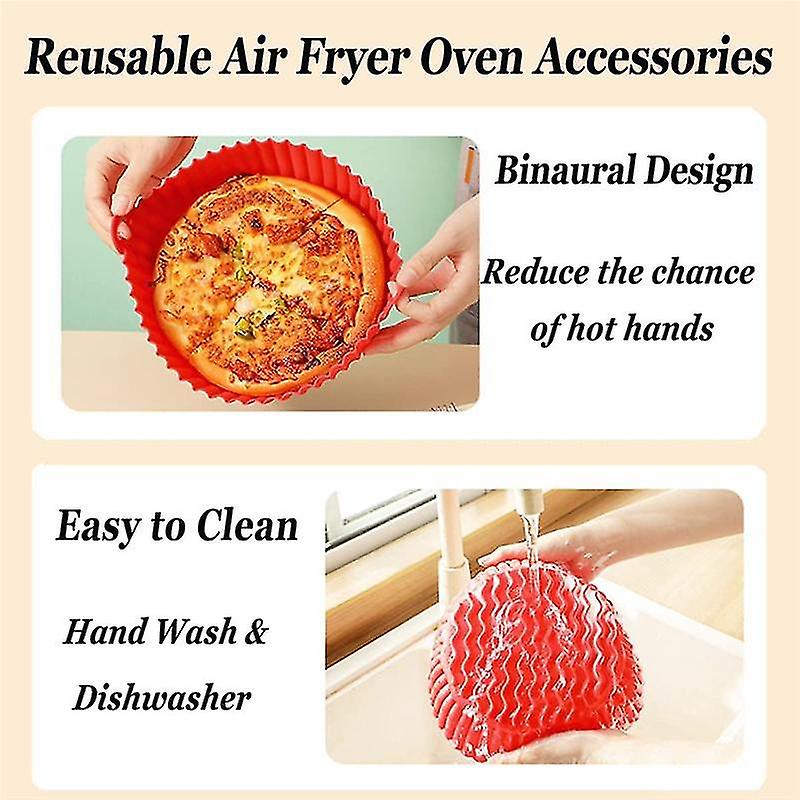 Air Fryer Silicone Pot， Air Fryer Silicone Liners Basket， Reusable Air Fryer Oven Accessories， Easy