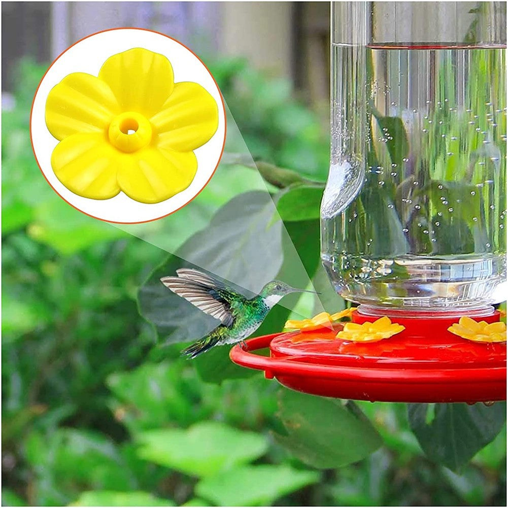 20pcs Hummingbird Feeder Flower With Cleaning Brush， Yellow Feeder Part