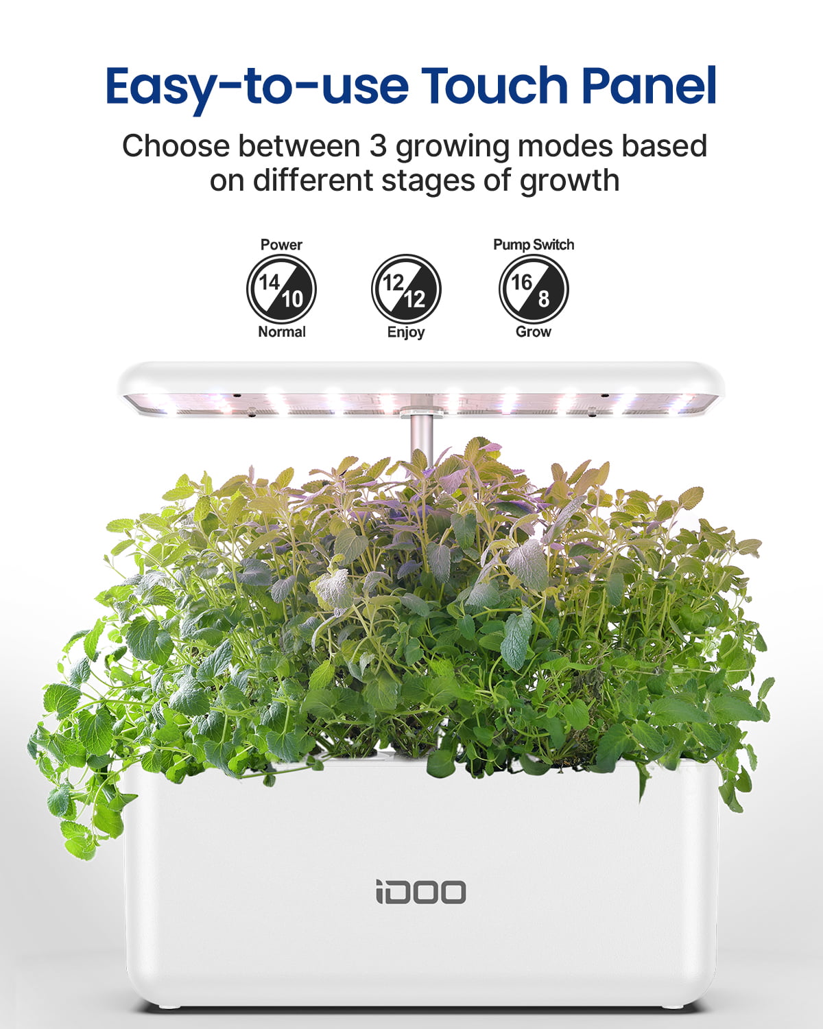 iDOO 7 Pods Indoor Garden Kit， Hydroponics Growing System， Smart Herb Garden Planter With LED Grow Light