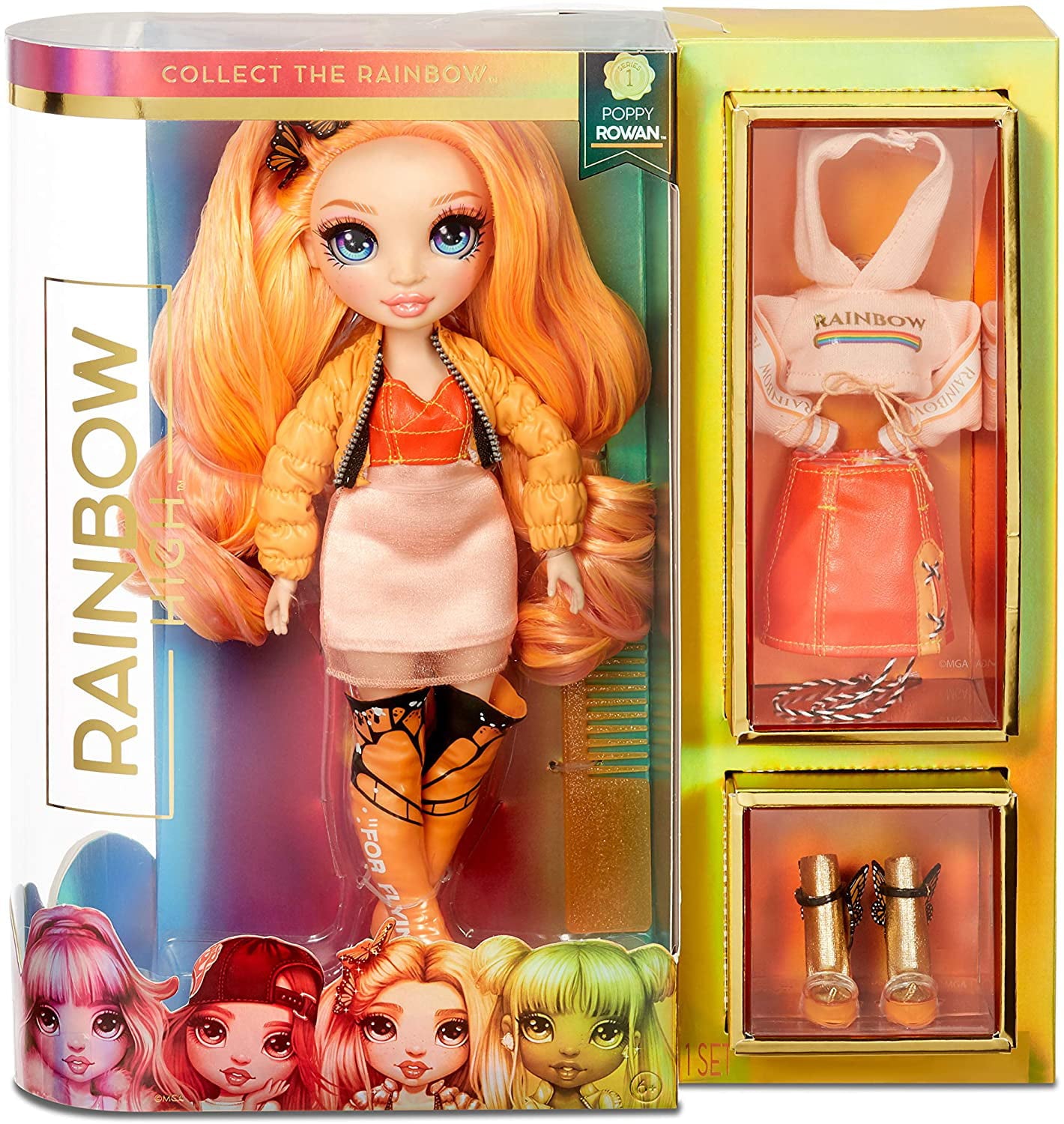 Rainbow Surprise Rainbow High Poppy Rowan - Orange Clothes Fashion Doll with 2 Complete Mix & Match Outfits and Accessories, Toys for Kids 6 to 12 Years Old,1 x 1 x 1 inches