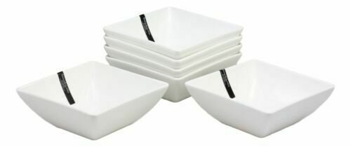 1 Pack Of 6 Kitchen Dining Contemporary White Porcelain Square Bowls 18oz 5.25W EBR02