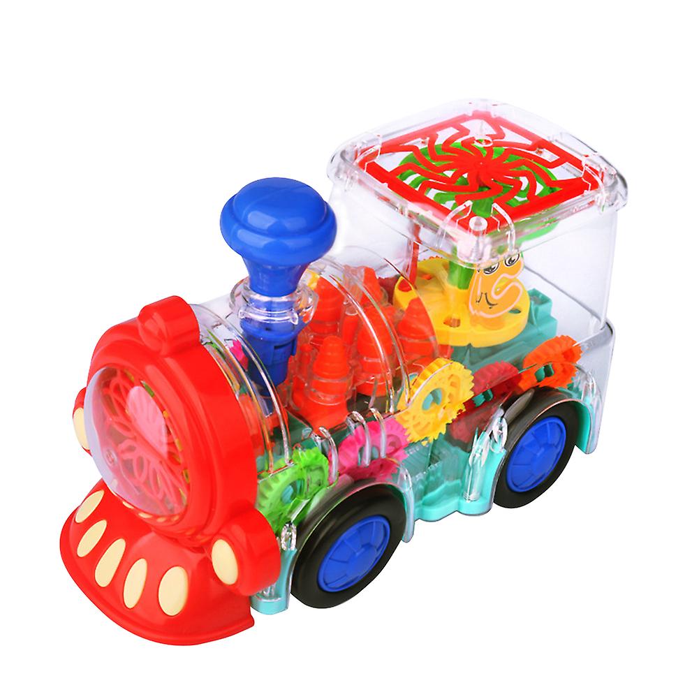 Electric Train Toy With Music Light Transparent Gear Universal Wheel Small Train Children Toy