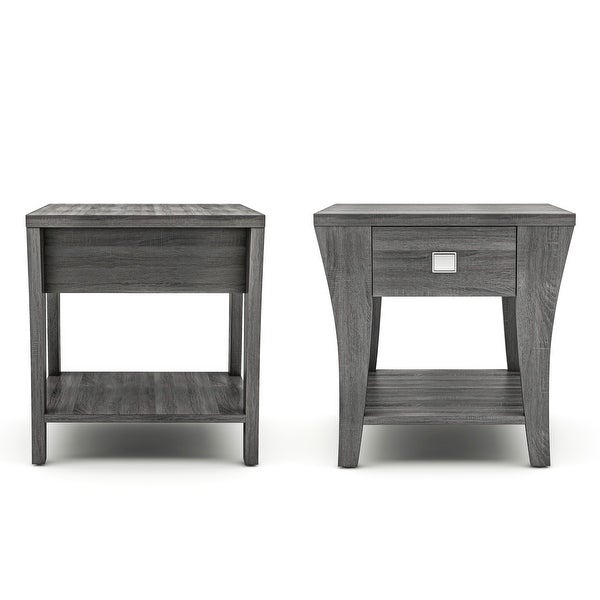 DH BASIC Modern Gray Flared Storage End Table by Denhour