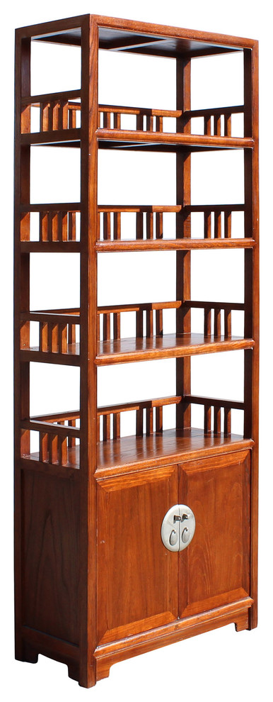 Chinese Distressed Brown 4 Shelves Bookcase Display Cabinet   Asian   Bookcases   by Golden Lotus Antiques  Houzz