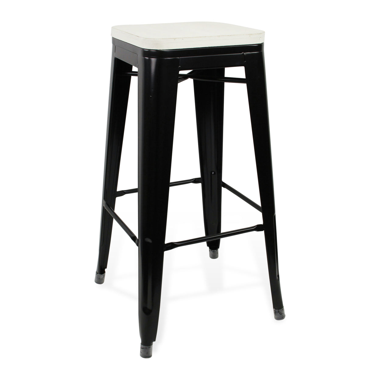 Cheungs Metal Stool With Black Frame And White Seat， Large