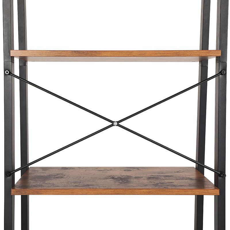 Industrial Ladder， 4-tier Bookshelf， Storage Rack Shelf Unit， Bathroom， Living Room