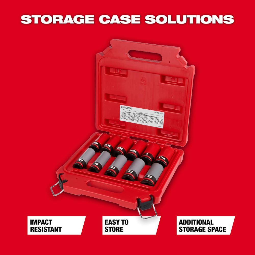 MW SHOCKWAVE Impact-Duty 12 in. Drive Deep SAE  Metric Lug Nut Impact Socket Set (11-Piece) 49-66-7833