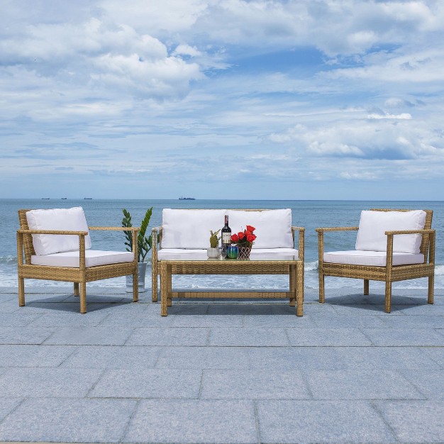 Garnen 4 Piece Patio Outdoor Living Set Safavieh