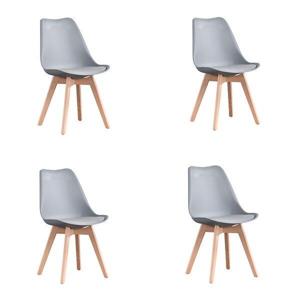 4 Pcs Dining Chairs， Armless Kitchen Chairs Side Chair with Wood Legs