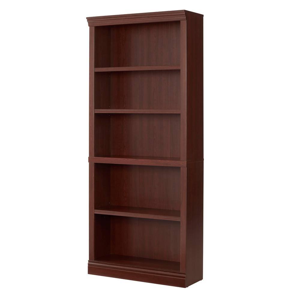 StyleWell 71 in. Dark Brown Wood 5-Shelf Classic Bookcase with Adjustable Shelves HS202006-36DB