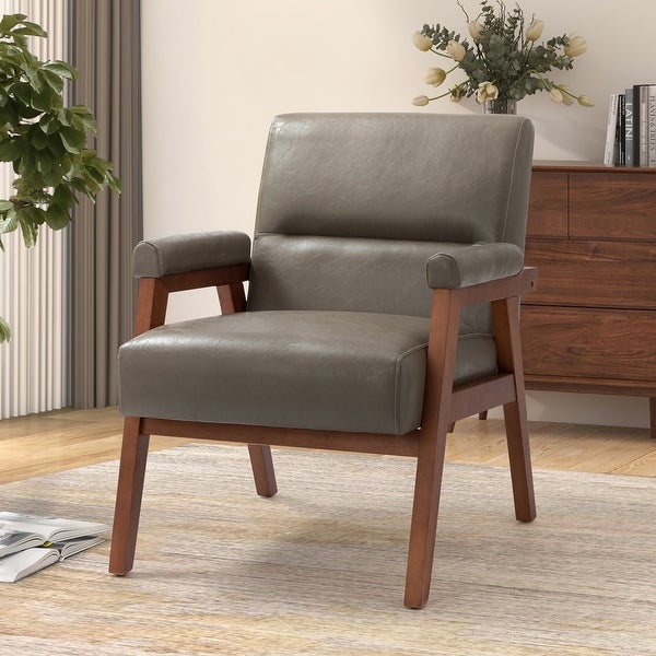 Philipp Mid-century Modern Leather Armchair with Tufted Design by HULALA HOME