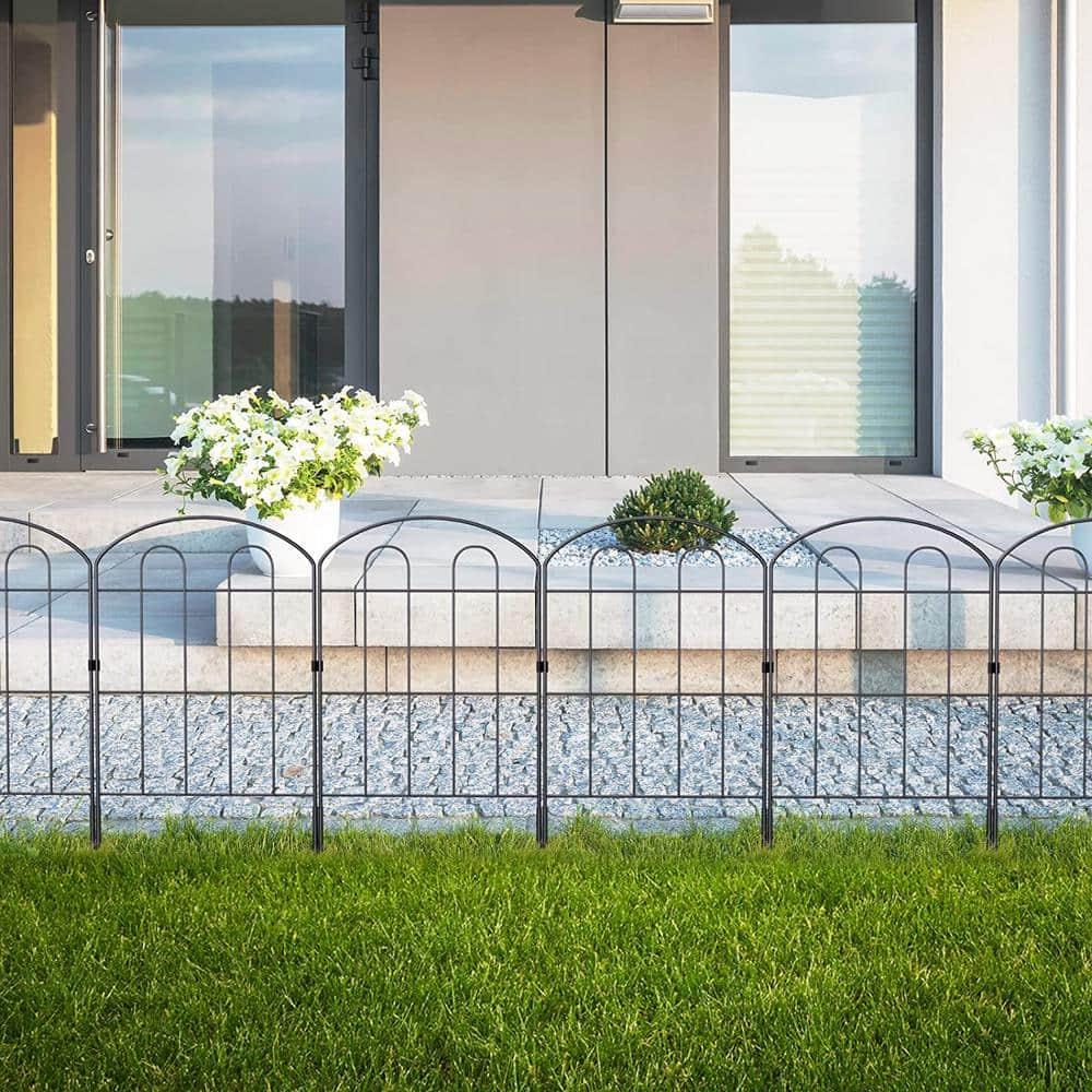 Oumilen 24 in. Metal Border Fence Decorative Garden Outdoor Coated Rustproof Landscape Wire Panels Decor LT-K112