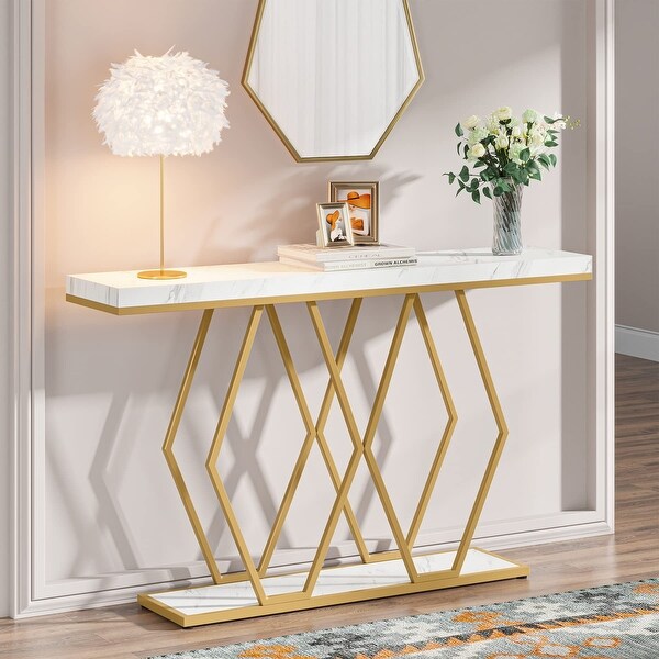 Gold Console Table， Modern Sofa Table for Entryway Living Room