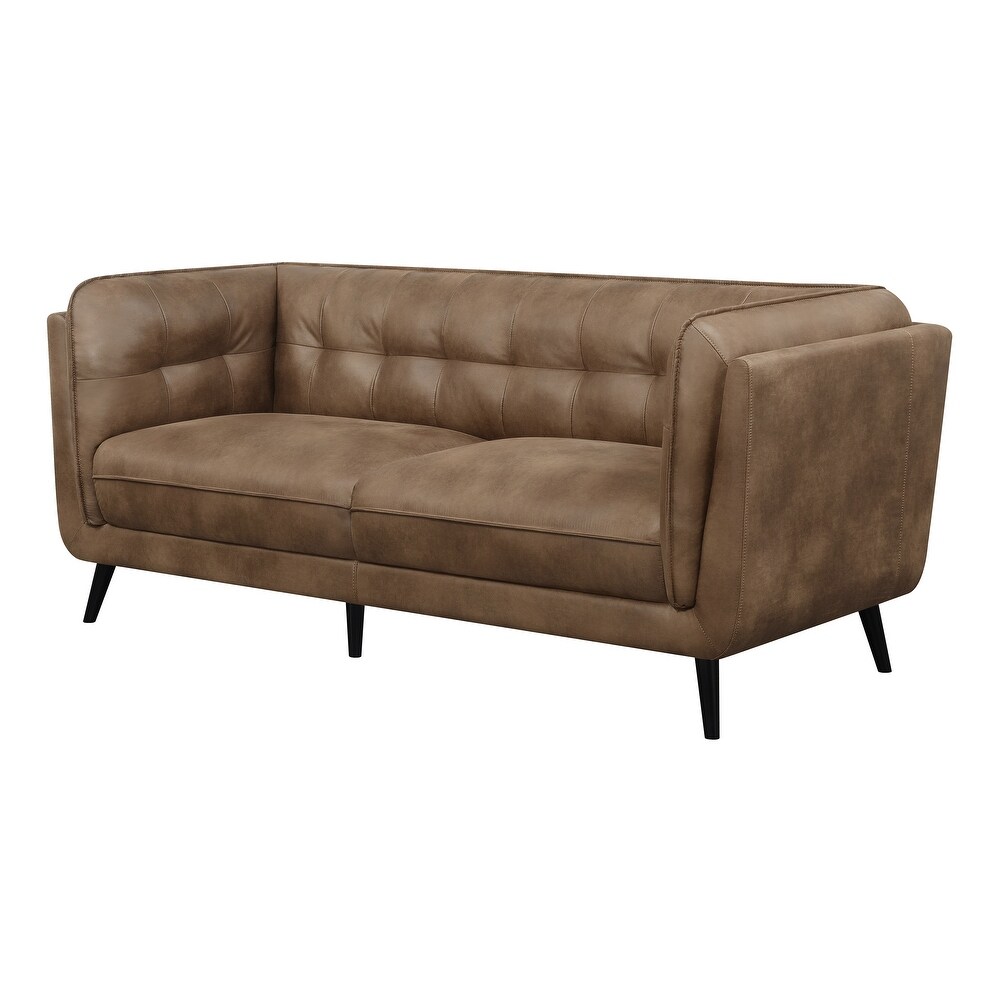 Maximillion Brown Upholstered Tuxedo Arms Sofa