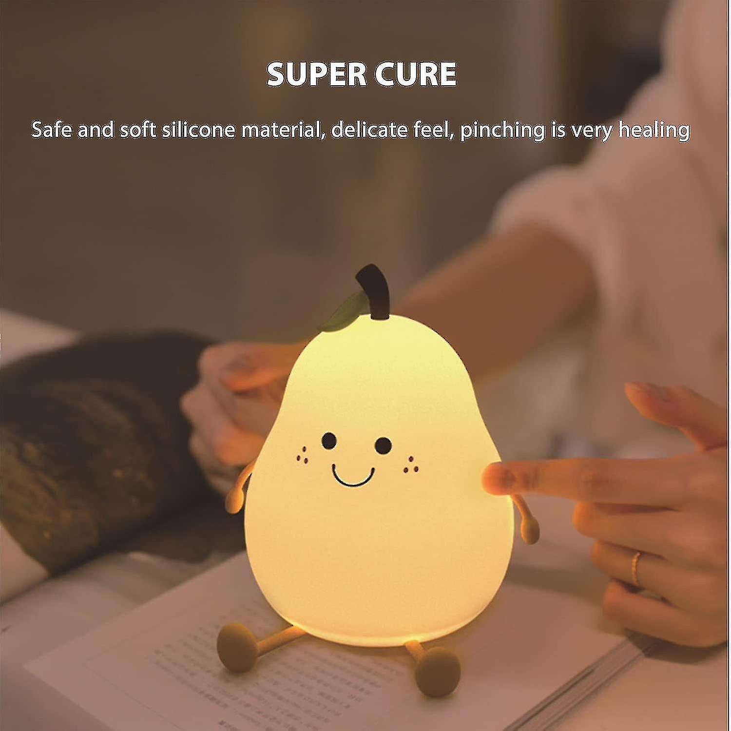 7 Colors Silicone LED Night Light for Baby Children Kids' Birthday Holiday Gift USB Rechargeable Pear Shape Timer Night Lamp