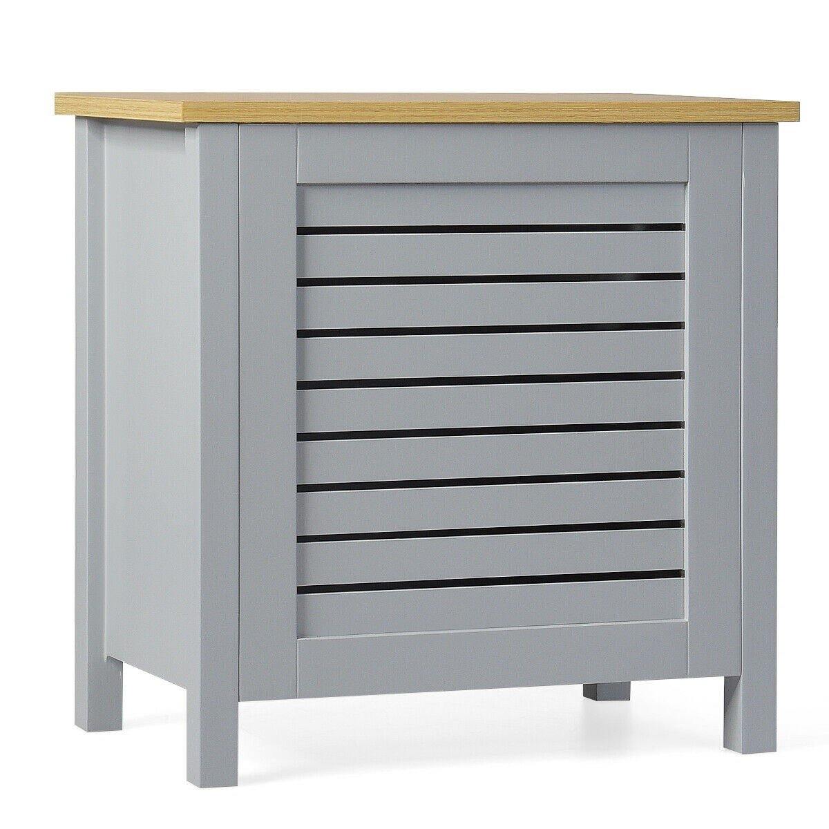 Costzon Wooden Toy Box Chest with Lid, Large Storage Cabinet with Louver Design for Storage (Grey)