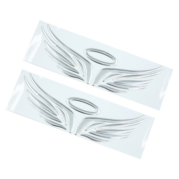 Unique Bargains Silver Tone Angel Wings Pattern Auto Car Sticker 3d Reflective Decal 2 Pcs