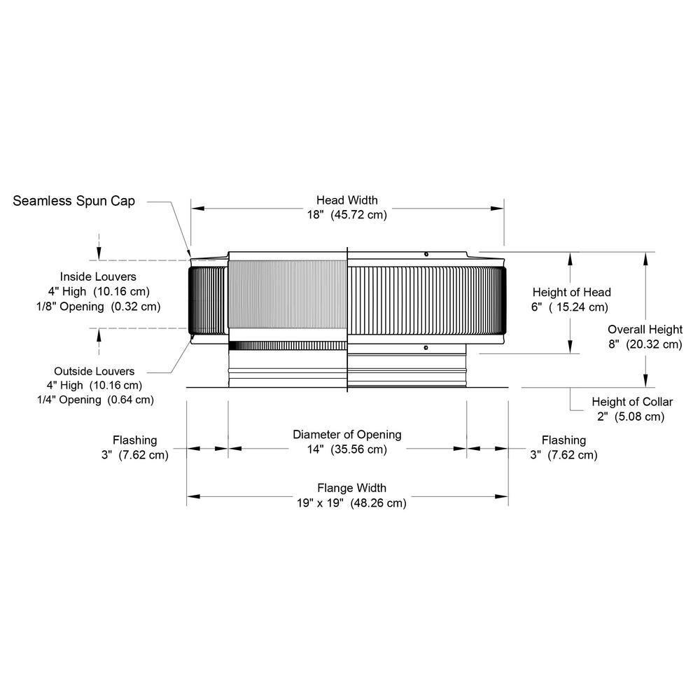 Active Ventilation 14 in. Mill Finish Aluminum Roof Vent No Moving Parts Wind Turbine AV-14-C2