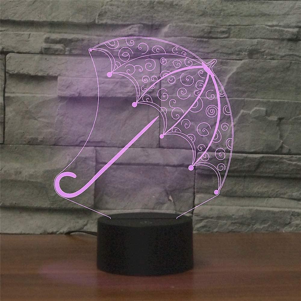 3d Umbrella Shape Night Light 7 Color Change Led Table Desk Lamp Acrylic Flat Abs Base Usb Charger Home Brithday Xmas Kid Children Gift