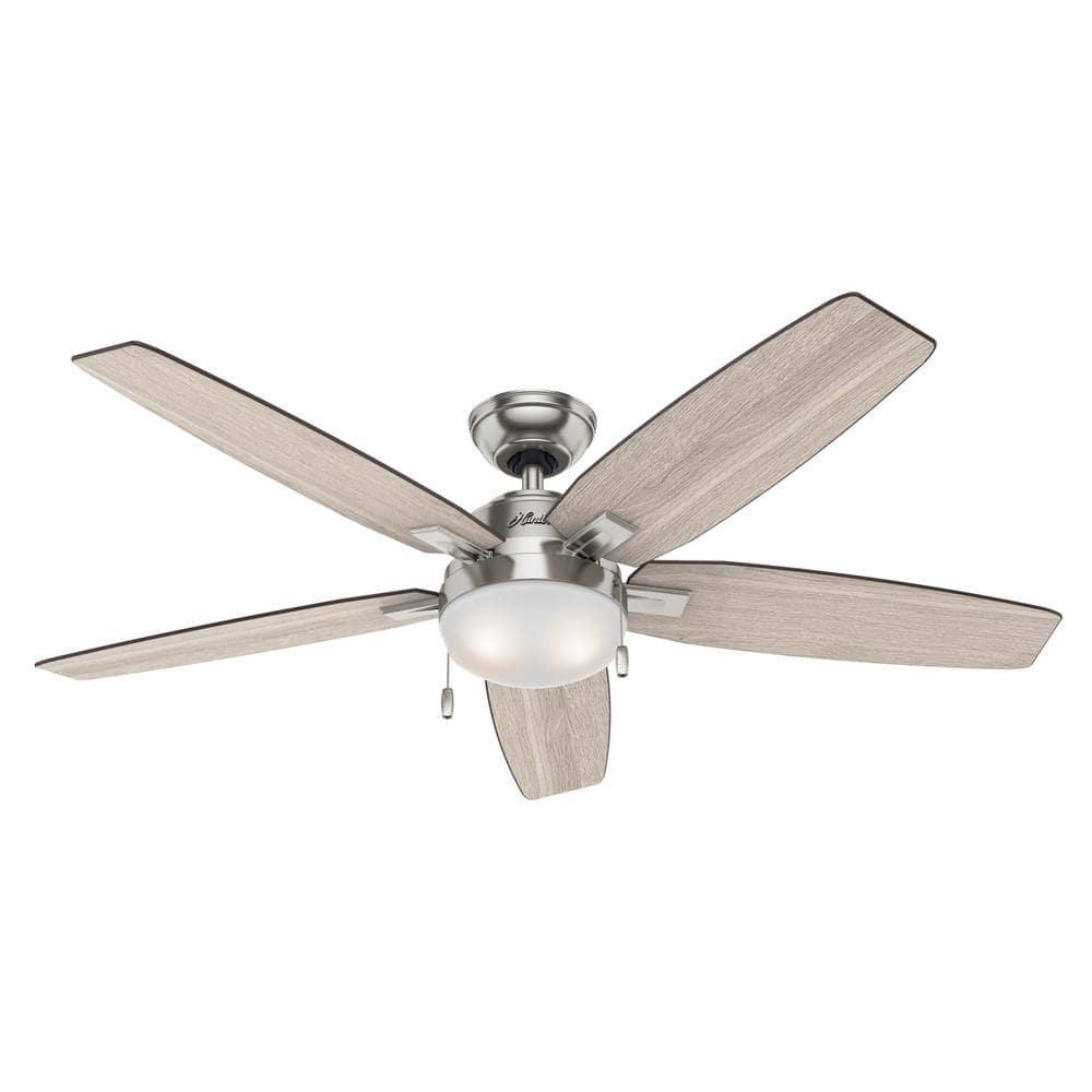 Hunter Antero 54 in LED Indoor Brushed Nickel Ceiling Fan with Light