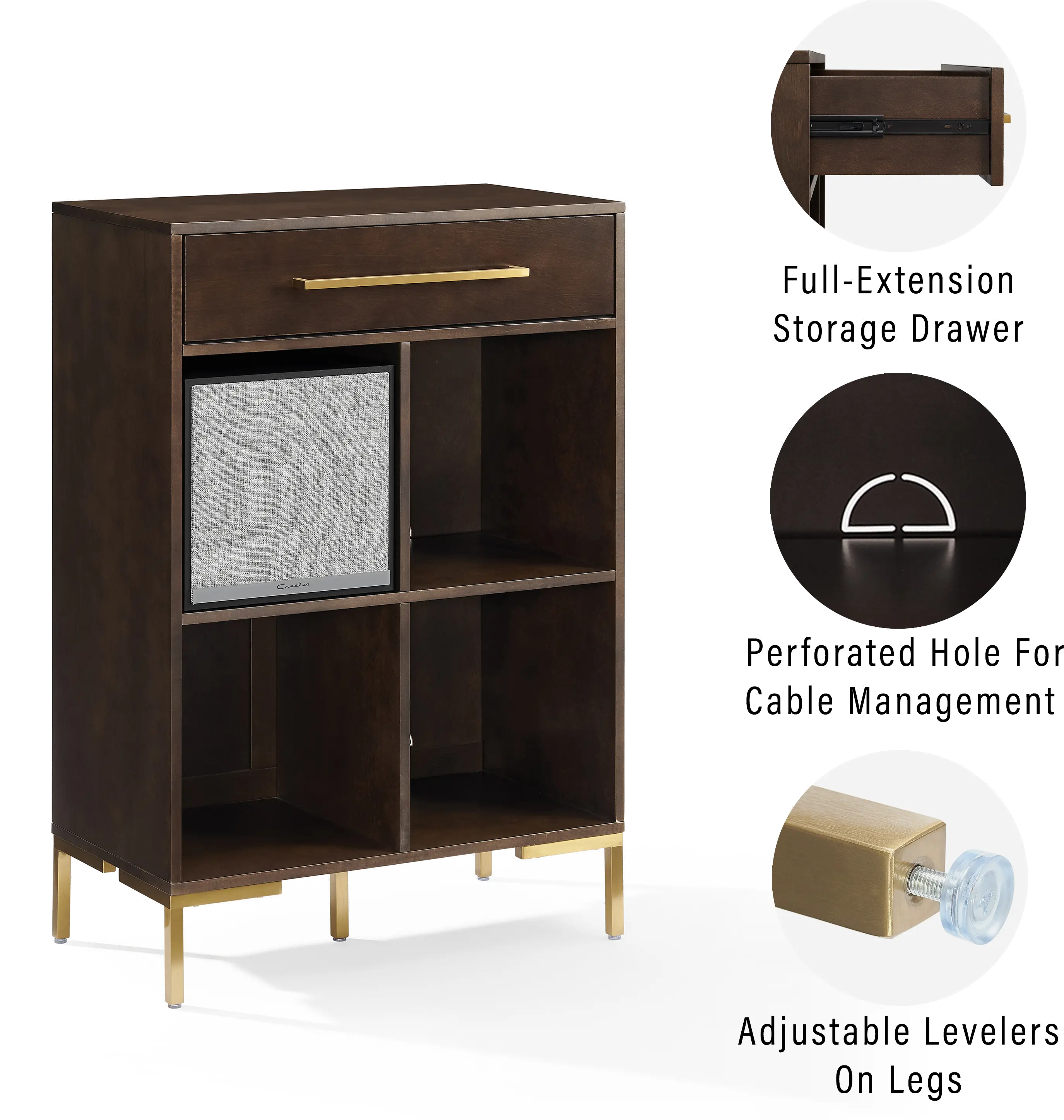 Juno Brown Storage Cube Bookcase with Speaker