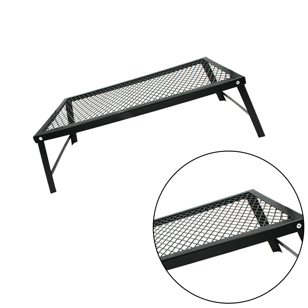 HOMEMAXS Iron Portable Spray Foldable Table for Camping Outdoor Activities Mesh Picnic Barbecue Desk ANti-rust Table (Black)