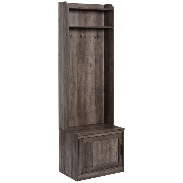 Homcom Rustic Hall Tree With Shoe Storage Bench Entryway Bench With Coat Rack Accent Coat Tree With Storage Shelves For Hallway Mudroom